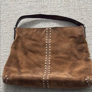 Brown Suede Studded Women's Bag